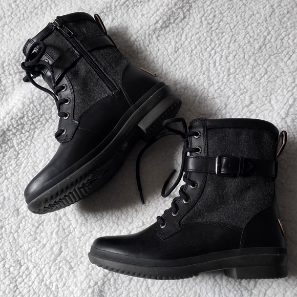 UGG Kesey sherpa lined leather waterproof combat boots - Picture 2 of 7